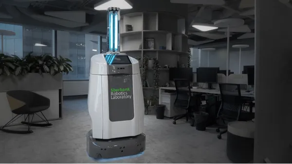 Sberbank Robotics Laboratory service robot in an office